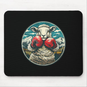 Tapis De Souris Moutons boxeurs avec gants de boxe Kickboxing Drôl