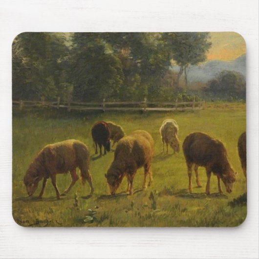 Tapis De Souris Moutons dans un paysage rural (par Rosa Bonheur) (Devant)