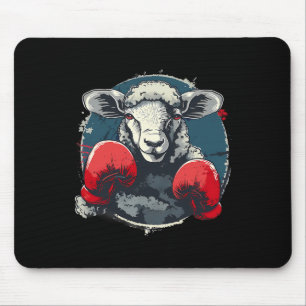 Tapis De Souris Moutons de boxe avec gants de boxe Kickboxing Drôl