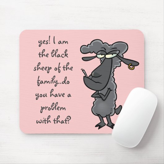 Tapis De Souris * Moutons noirs - Mousepad rose * (Avec souris)