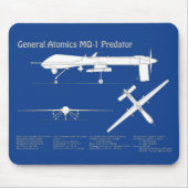 Tapis De Souris MQ-1 Predator UAV- Plan d'avion ABD (Devant)