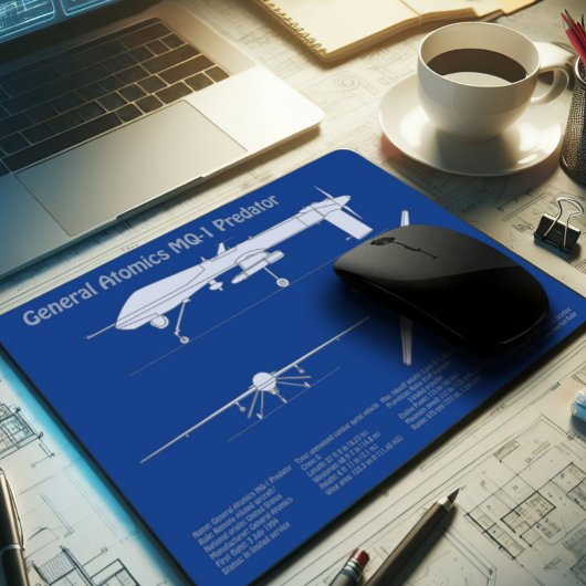 Tapis De Souris MQ-1 Predator UAV- Plan d'avion ABD