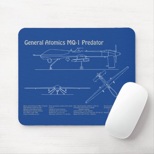 Tapis De Souris MQ-1 Predator UAV- Plan d'avion AD (Avec souris)