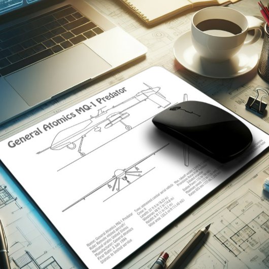 Tapis De Souris MQ-1 Predator UAV- Plan d'avion BD