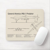 Tapis De Souris MQ-1 Predator UAV- Plan directeur de l'avion SD (Avec souris)
