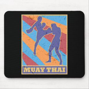 Tapis De Souris Muay Thai Couleurs Rétro Vintage Boxe Mma Kickboxi
