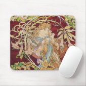 Tapis De Souris Mucha Art Nouveau : Une Femme Daisée (Avec souris)