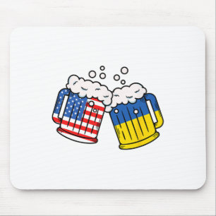 Tapis De Souris Mug de bière du drapeau américain ukrainien Patrim