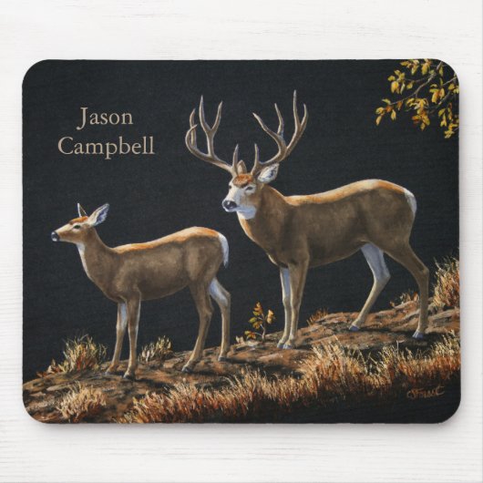 Tapis De Souris Mule Deer Buck & Doe (Devant)
