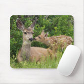 Tapis De Souris Mule Deer Doe avec Fawn (Avec souris)