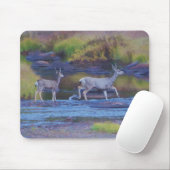 Tapis De Souris Mule Deer Doe et Fawn (Avec souris)