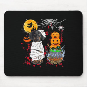 Tapis De Souris Mummy Dachshund Chien Halloween Chien Citrouilles 