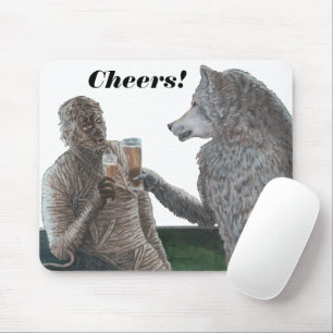 Tapis De Souris Mummy et Werewolf Boire de la bière Cheers Mouse P