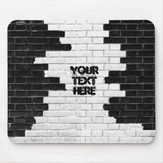 Tapis De Souris Mur en briques noir et blanc personnalisé (Devant)