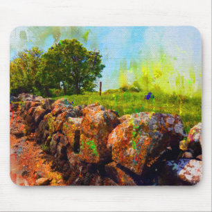 Tapis De Souris Mur En Pierre En Été, Galway, Irlande, Mouse Mat