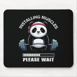 Tapis De Souris Muscle Building Fitness Panda Poids Levant Barbe