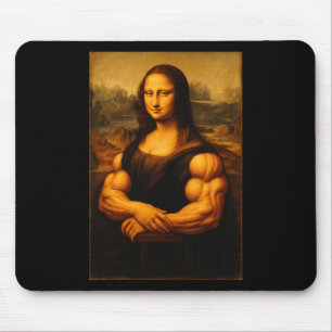 Tapis De Souris Muscle Mona Lisa Bodybuilder Poids Gymnase Et
