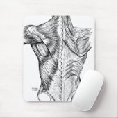 Tapis De Souris Muscles du dos d'art noir et blanc d'anatomie (Avec souris)