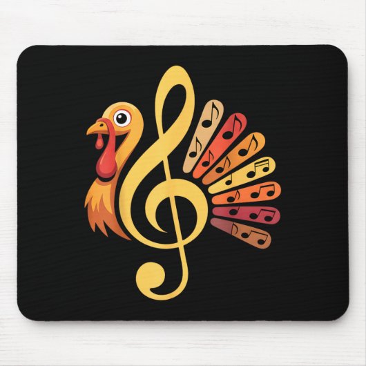 Tapis De Souris Music Note Symbol Turkey Teacher Fall Thanksgiving (Devant)