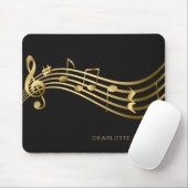 Tapis De Souris Music School Office Elegant Gold Notes musicales (Avec souris)