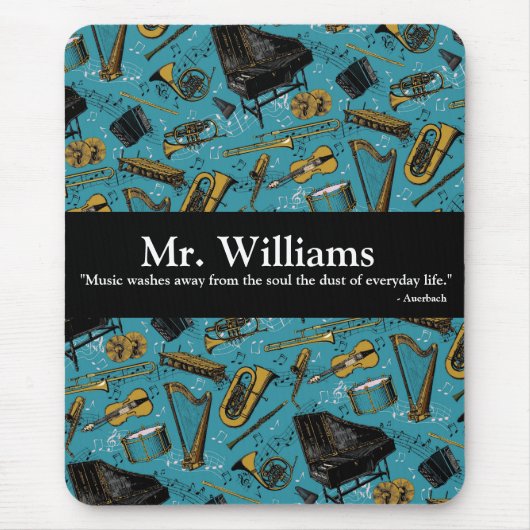 Tapis De Souris Music Teacher, Back To School, Instruments (Devant)