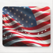 Tapis De Souris Musical Notes Floating On an American Flag (Devant)
