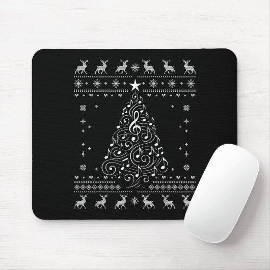 Tapis De Souris Musical Notes Tree Christmas Ugly Sweater Xmas  (Avec souris)