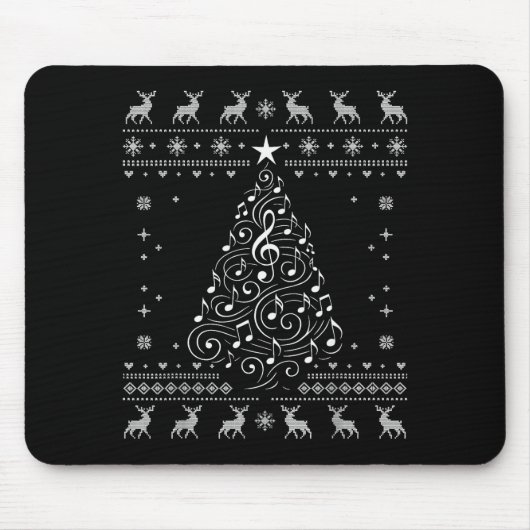 Tapis De Souris Musical Notes Tree Christmas Ugly Sweater Xmas  (Devant)