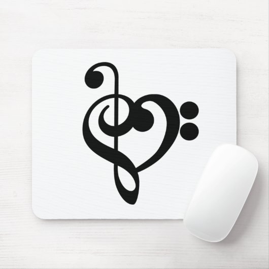 Tapis De Souris Musicien Coeur de musique - Treble Bass Clef (Avec souris)