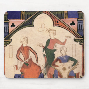 Tapis De Souris Musiciens jouant des castagnettes et un psaltery