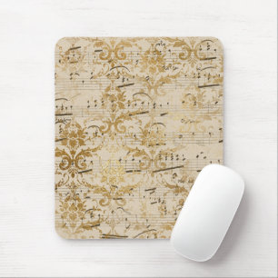 Tapis De Souris Musique de feuille vintage d'or