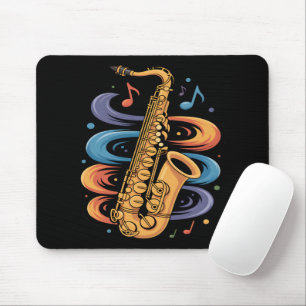 Tapis De Souris Musique de saxophone colorée Flux Instrument de ja