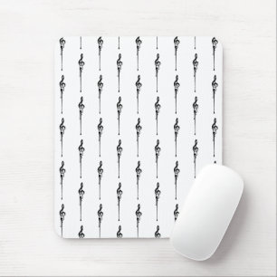 Tapis De Souris Musique Motif Melting Treble Clef noir et blanc