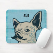 Tapis De Souris Mustache Chihuahua Graffiti Mur Monogramme (Avec souris)