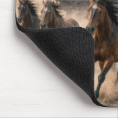 Tapis De Souris Mustangs sauvages courant le long d'un train vinta (Coin)