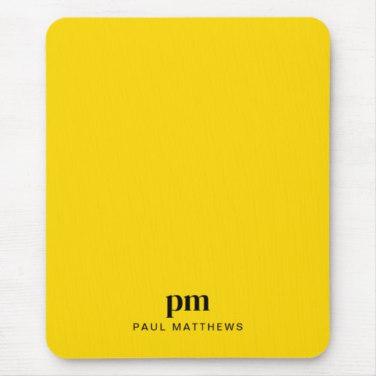Tapis De Souris Mustard Jaune Simple Minimale Monogramme et nom (Devant)