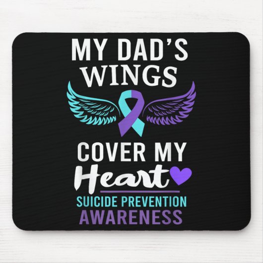 Tapis De Souris My Dad's Wings Cover Heart Suicide Awareness Ribbo (Devant)