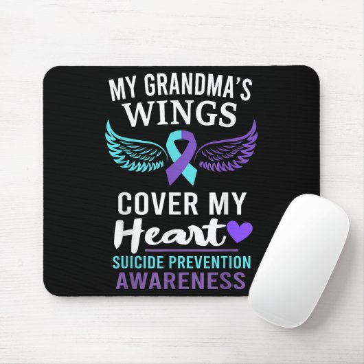 Tapis De Souris My Grandma's Wings Cover Heart Suicide Awareness R (Avec souris)