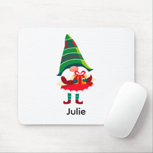 Tapis De Souris Nain de Noël personnalisé tenant une boîte cadeau