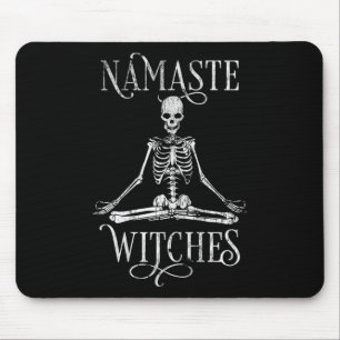 Tapis De Souris Namaste squelette de yoga Halloween en détresse po