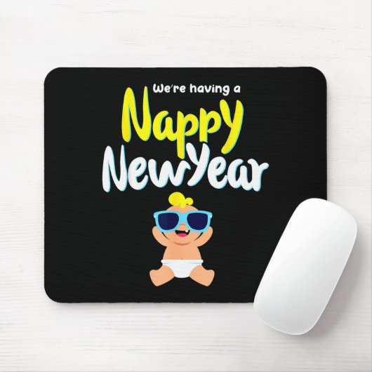 Tapis De Souris Nappy New Year Diaper Expecting Pregnant Funny Hap (Avec souris)