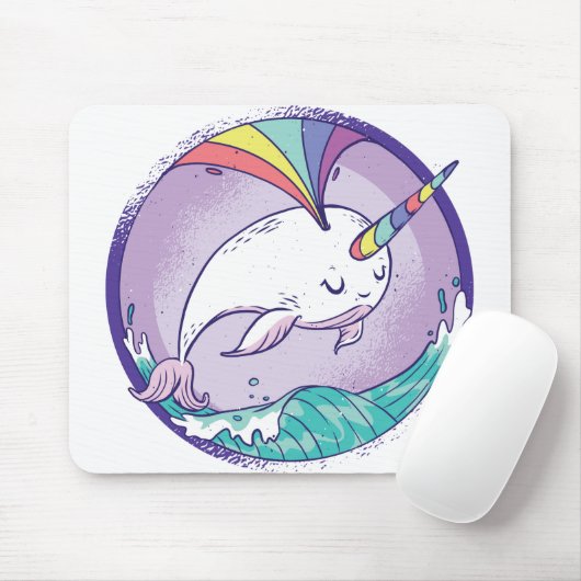 Tapis De Souris Narwhale arc-en-ciel (Avec souris)