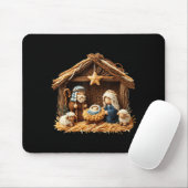 Tapis De Souris Nativity Scene Faux Yarn Crochet Jesus Christmas R (Avec souris)