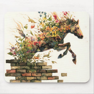 Tapis De Souris Nature Botanique Cheval Floral Jumping