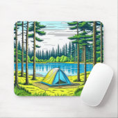 Tapis De Souris Nature Camping Tente à thème dans les bois (Avec souris)