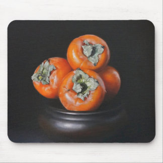 Tapis De Souris Nature morte avec kakis sur fond noir