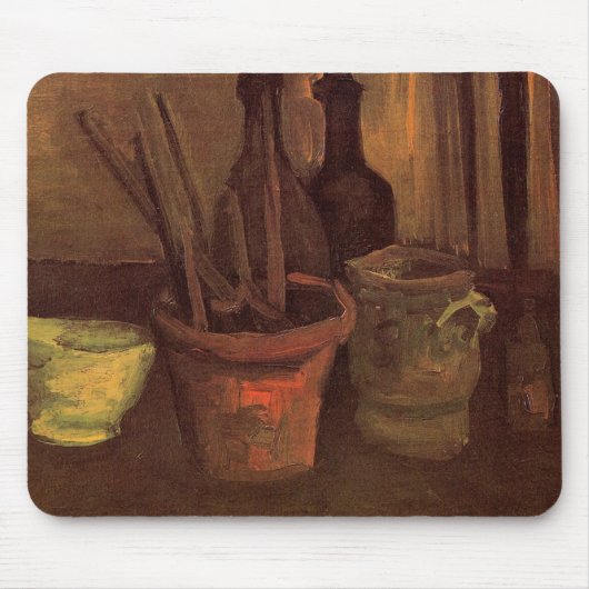 Tapis De Souris Nature morte Pinceaux dans un pot par Vincent van  (Devant)