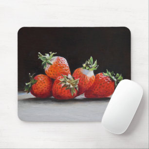 Tapis De Souris Nature morte réaliste aux fraises, peinture à l'hu