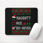 Tapis De Souris Naughty Nice 6 7 Funny Brainrot Meme Ugly Xmas Six (Avec souris)