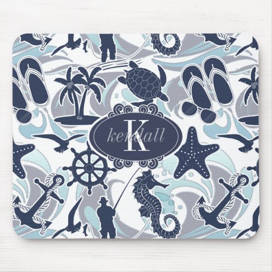 Tapis De Souris Nautical Beach Motif Navy ID839 (Devant)